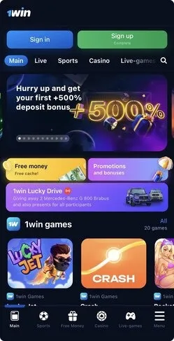 1Win App Main Page